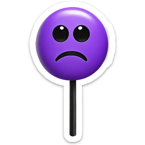 purple lollipop with black stick eyes and mouth with black stick arms and legs sticker
