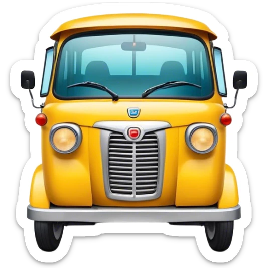 Cinematic Realistic Tuk Tuk Pop Culture Emoji, featuring a vibrant portrayal of the iconic Thai tuk tuk rendered with dynamic textures and lively, urban lighting. sticker