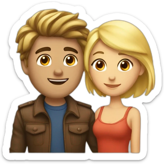 Amoureux homme brun femme blonde sticker