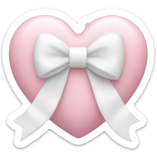 Pastel pink heart with white bow sticker