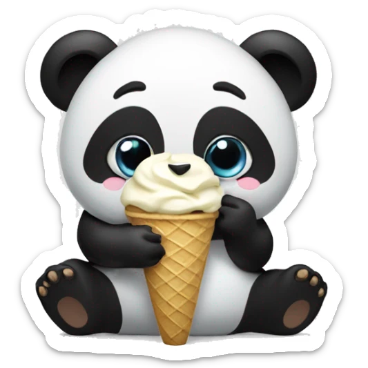Panda eating ice cream sticker