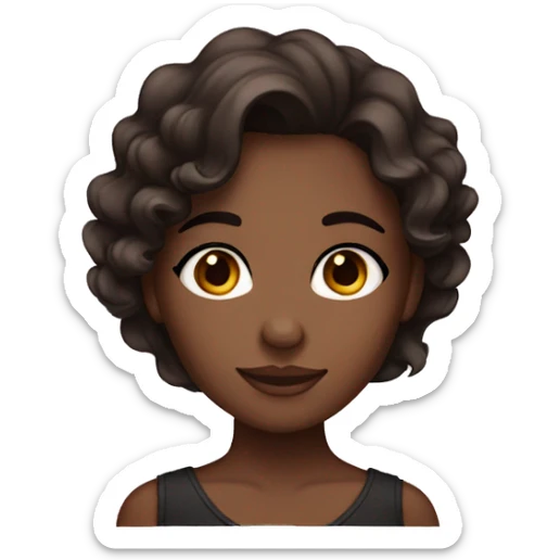 A girl with brown skin and wavy dark brown hair and black eyes sticker