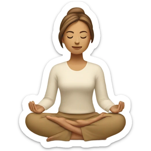 golden brown haired youthful middle aged peaceful woman meditating, warm but pale tan sticker