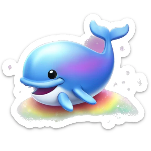 Kawaii rainbow pastel bedazzled whale with big butt in an under the sea snow globe  sticker