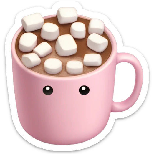 Light Pink mug of hot chocolate with marshmallows  sticker