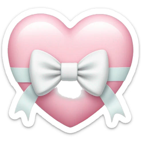 Pastel pink heart with white bow sticker
