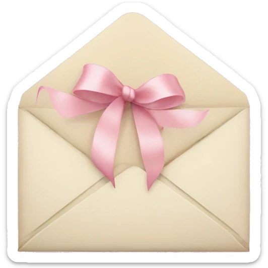 vintage love letters in envelope tied with a baby pink ribbon  sticker