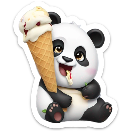 Panda eating ice cream sticker