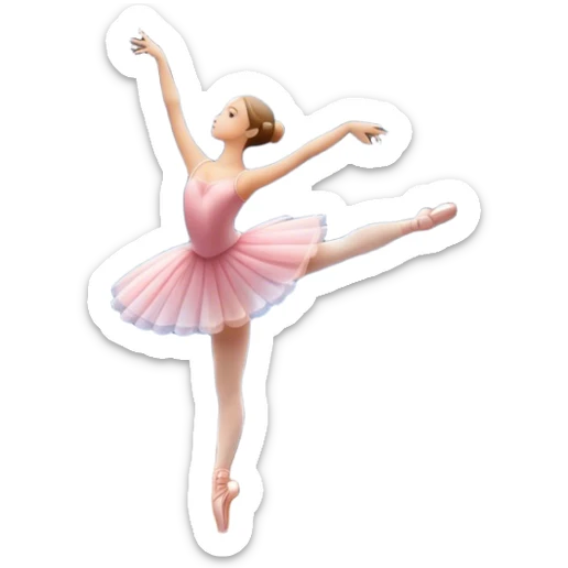 Icon for Ballet: a theater stage with silhouette of a ballerina in an elegant pose, surrounded by spotlight and stage lights. The icon should convey the grace and beauty of ballet, with focus on the dancer and the dramatic lighting. Transparent background. sticker