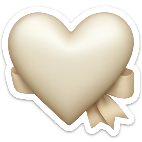 white heart with beige bow sticker