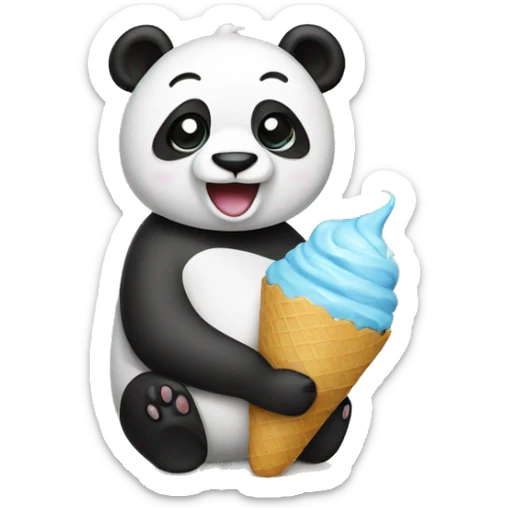 Panda eating ice cream sticker