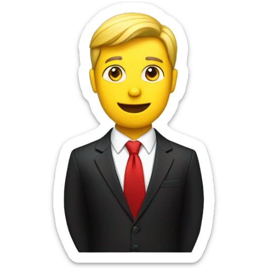a full body of a yellow male news anchor wearing a red tie black suit sticker