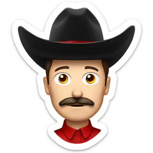  Elon musk with big mustache and black sombrero mexican hat and Tesla logo red shirt sticker