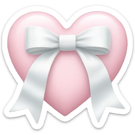 Pastel pink heart with white bow sticker