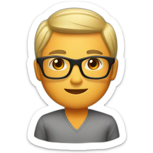 guy with black glasses dirtyblonde short hair with orange long-sleeved shirt sticker