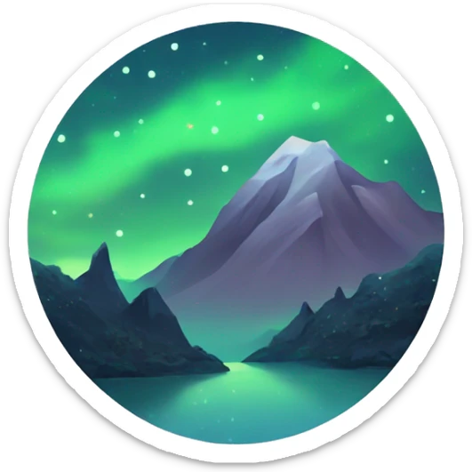 mountain night under starry sky sticker