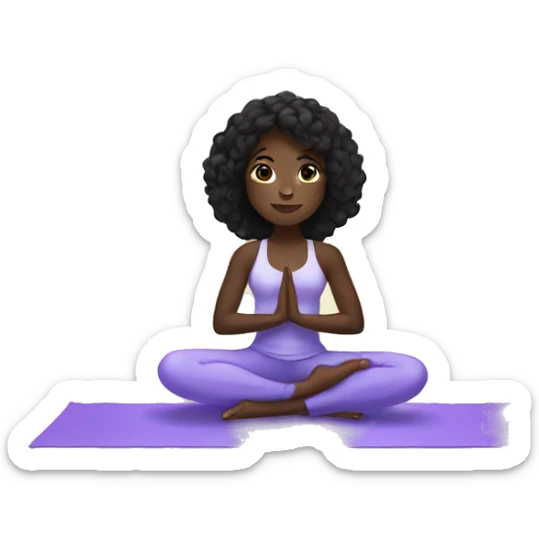 dark skin girl with black hair doing yoga sticker