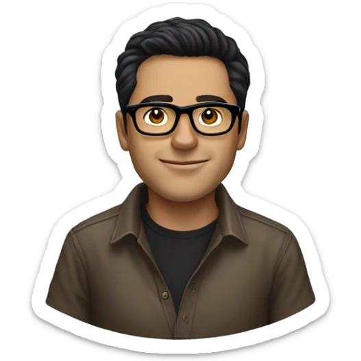 White man with black hair wearing ralph lauren shirt, wearing eyeglasses  sticker