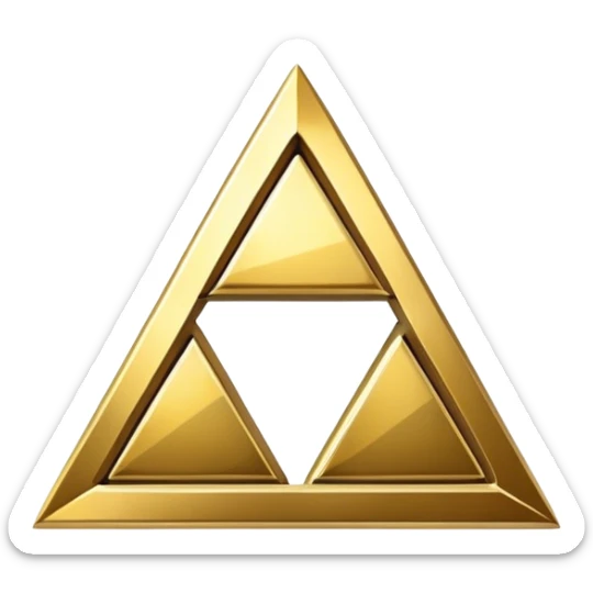 Triforce symbol from Legend of Zelda, three golden triangles arranged in a triangle sticker