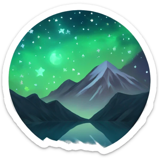starry mountain night reflection sticker