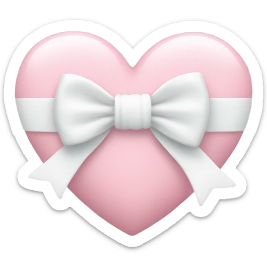 Pastel pink heart with white bow sticker