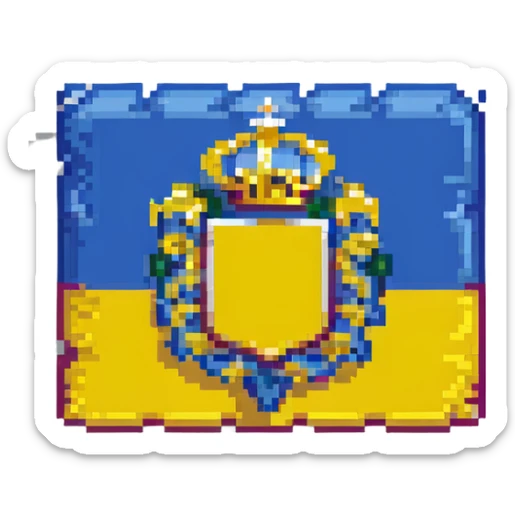 Ukraine flag in the style of pixel art, vibrant colors, 8-bit aesthetic sticker