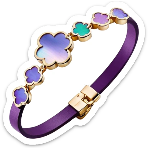 Van Cleef Vintage Alhambra bracelet in Mother of pearl purple sticker