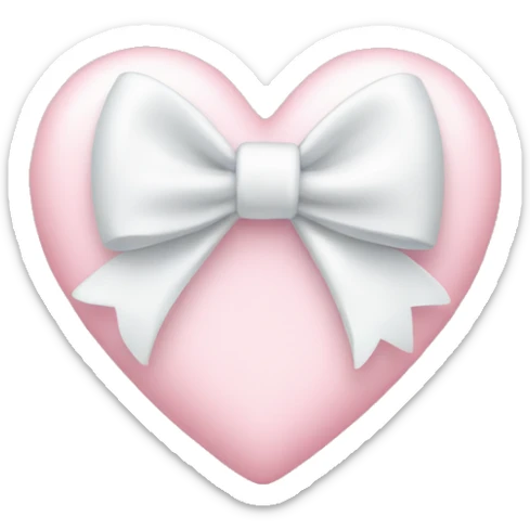 Pastel pink heart with white bow sticker