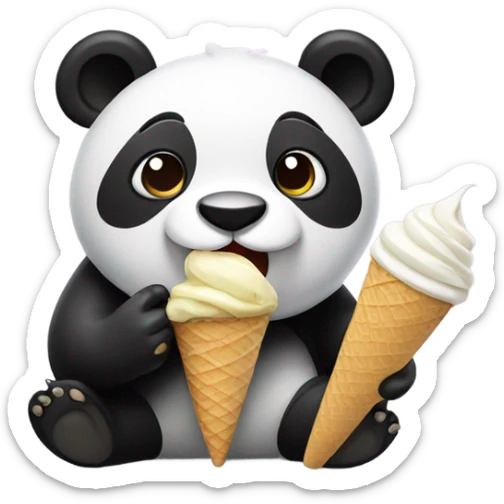 Panda eating ice cream sticker