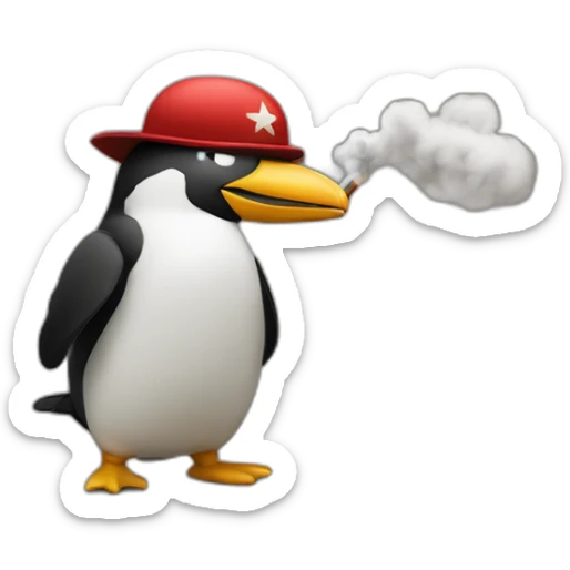 Un pingouin avec la casquette de Che Guevara et fumant un cigare  sticker