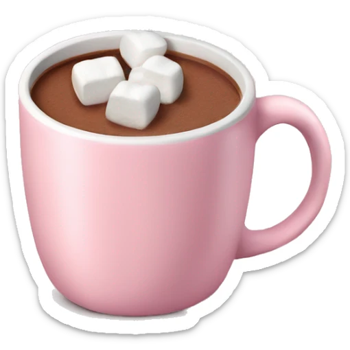 Light Pink mug of hot chocolate with marshmallows  sticker