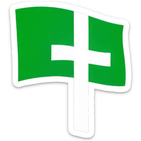 Flag emoji with a Christian cross in it in color green sticker