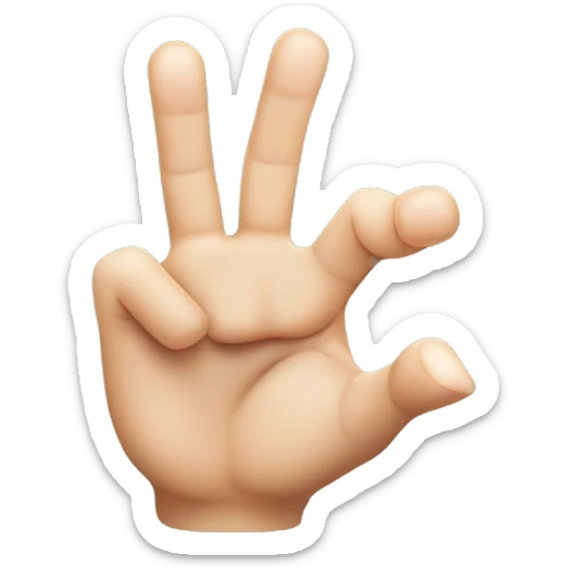 An emoji of a hand gesture showing an extended index finger and thumb forming an open angle, with the other three fingers (middle, ring, and pinky) pressed together and relaxed. sticker