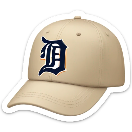 Beige Detroit tigers hat sticker