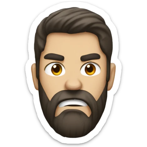 very angry male head with a beard and short scruffy dark brown hair  sticker