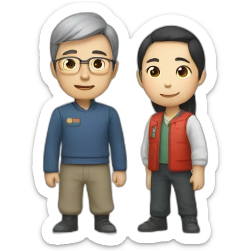 LiHongzhi and XiJinpin, two human mentors, arm in arm，team up sticker