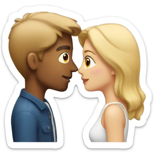 Couple kissing woman with long brown hair man with short blonde hair sticker