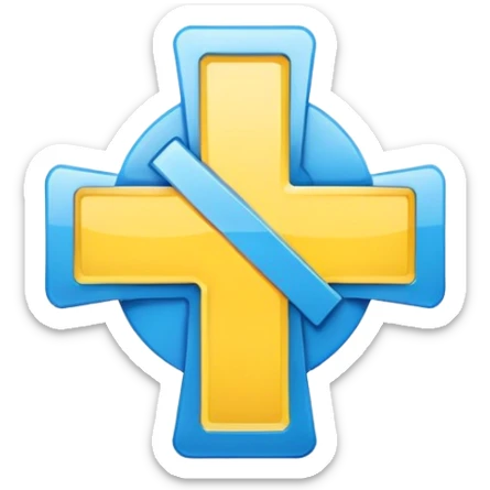 Healthcare symbol with medical cross and Ukrainian colors sticker