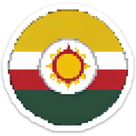flag of Kurdistan with red, white and green horizontal stripes and a yellow sun symbol sticker