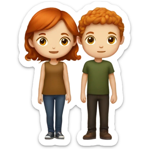 girl with ginger hair kissing boy with brown hair  sticker