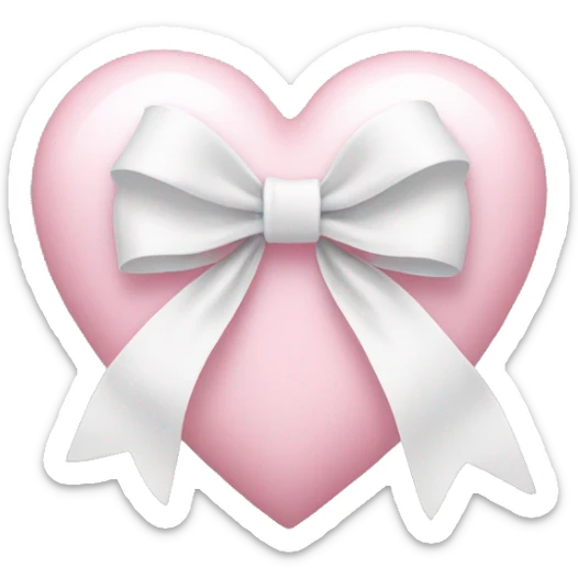 Pastel pink heart with white bow sticker