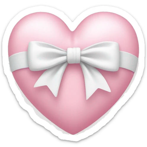 Pastel pink heart with white bow sticker