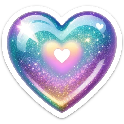 glitter heart sticker