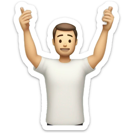a man that in this right hand holds money and its other hand holds a phone and he is holding his hands up like praying and at top of his head is an texture of a Expense Management App  sticker
