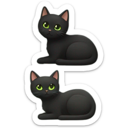 A black cat with brown eyes and white cat with green eyes lovely staying together  sticker