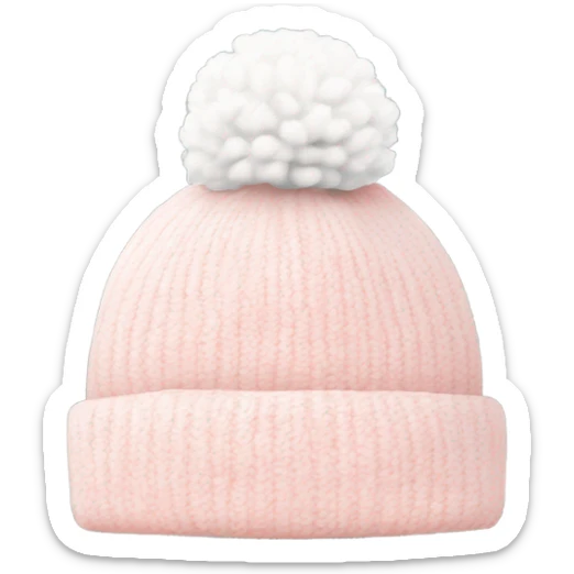 a light pink beanie with white pompom by itself sticker
