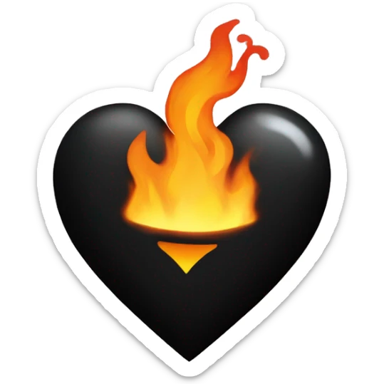 black heart on fire sticker