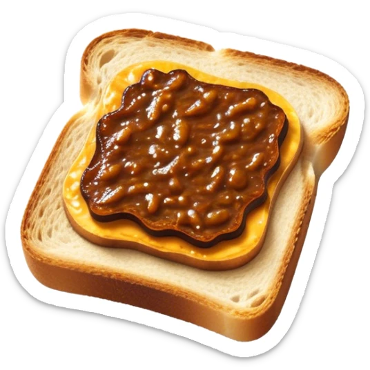 Cinematic Realistic Vegemite on Toast Dish Emoji, depicted with a generous spread of savory Vegemite on perfectly toasted bread, rendered with vibrant textures and warm lighting that captures its uniquely Australian flavor. sticker