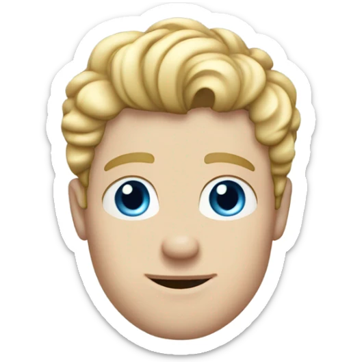 short curl blonde 30yo man blue eyed pale skin raised hand sticker
