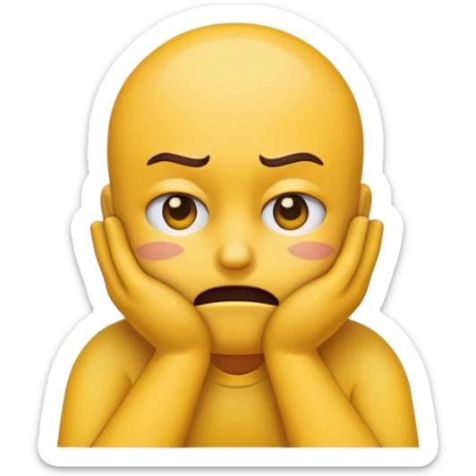 Can do an emoji face that looks stressed and annoyed with hands gripping in neck sticker